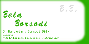 bela borsodi business card